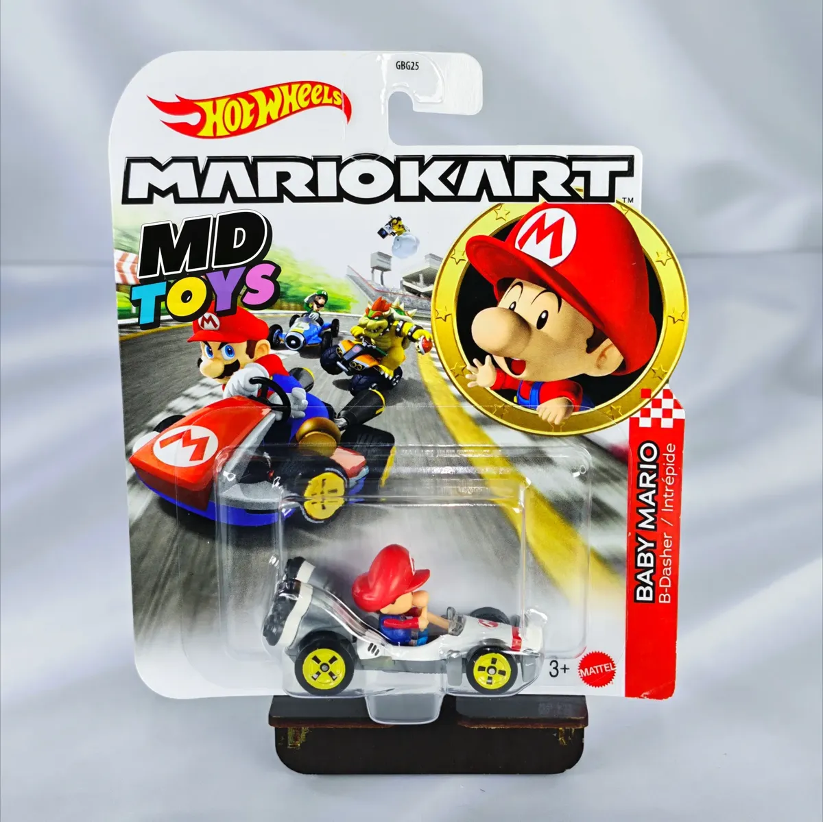 D_NQ_NP_2X_627769-MLC114847717163_072026-F.webp Baby Mario B-Dasher - Hotwheels Auto Mario Kart 1:64 Mattel - Imagen 1