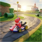Yoshi Rojo Standard Kart - Hotwheels Auto Mario Kart 1:64 Mattel - Imagen 3