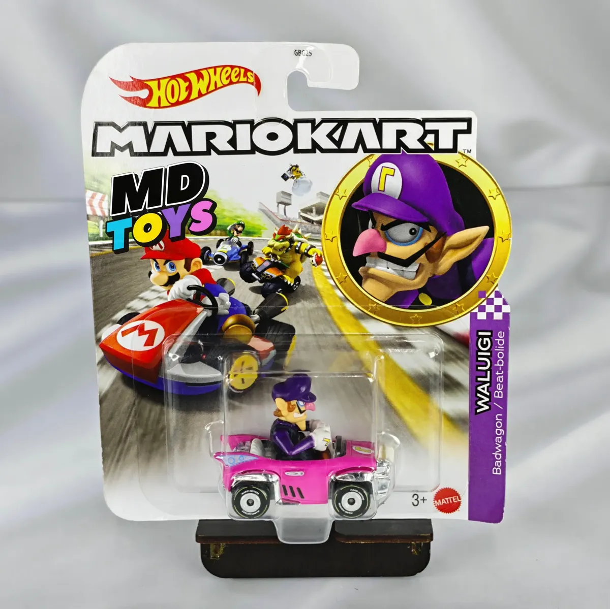 D_NQ_NP_2X_939874-MLC114847750151_072026-F.webp Waluigi Badwagon - Hotwheels Auto Mario Kart 1:64 Mattel - Imagen 1