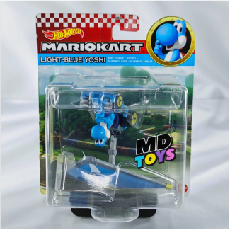 Yoshi Light-Blue Pipe Frame- Hotwheels Auto Mario Kart Con Alas 1:64 Mattel