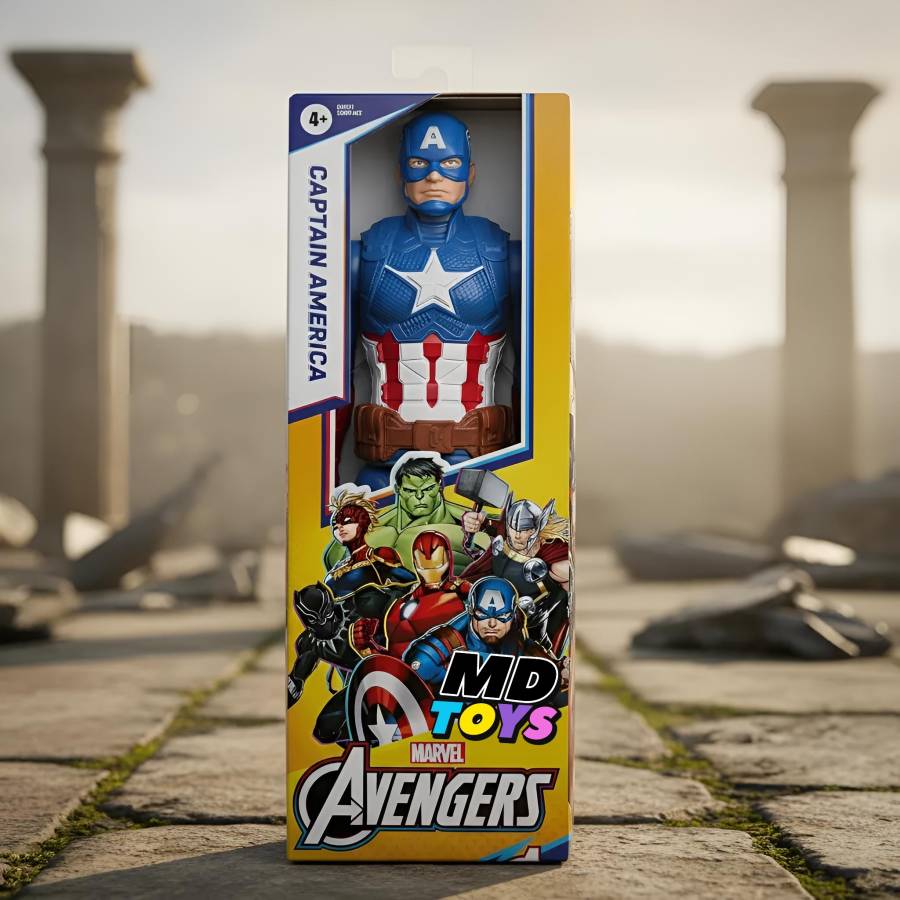 Figura Marvel - Capitan America 30cm Figura Capitan America con Escudo - Titan Hero Marvel 30cm - Imagen 1