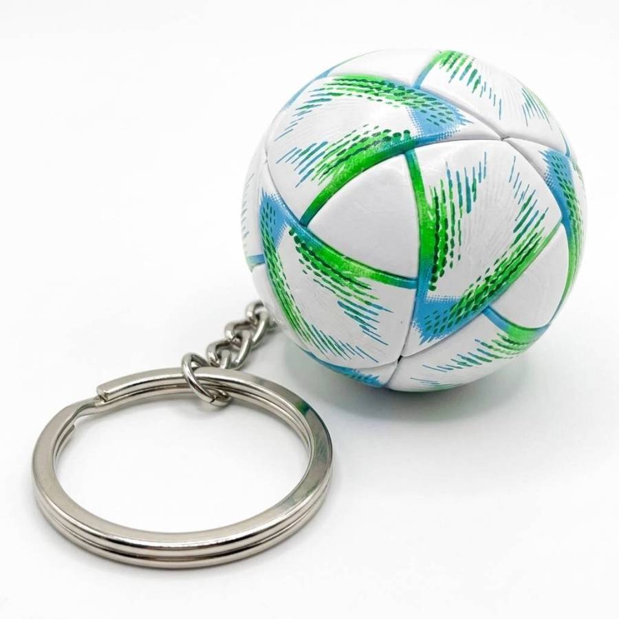 Llavero Pelota Verde Pelota de Futbol - Llavero Pelota Mundial 2022 "Al Rihla" Verde/Azul - Imagen 1