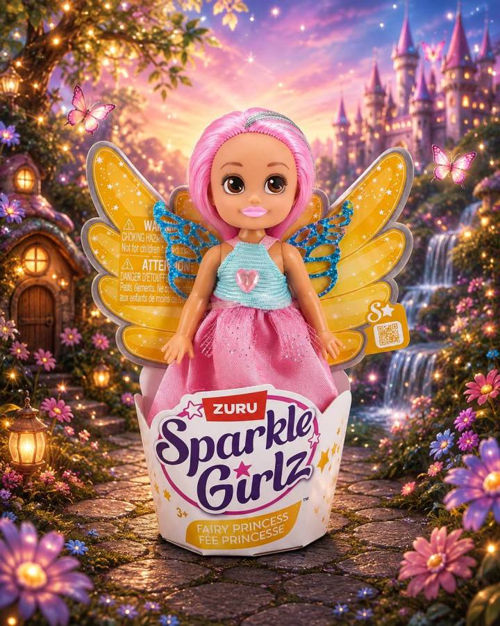 Muñeca Hada - Pelo Rosado Celeste 1 Muñeca Hada Sparkle Girlz 12cm - Fairy Princess Rosado/Celeste - Imagen 1